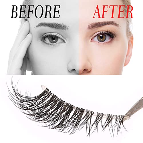 aupalada False Eyelashes Natural Half Lashes Short Wispy Clear Band 1/2 Lashes Pack Cat Eye 3D Faux Mink 3/4 Eye Lashes Multipack , Lash Clusters, Half Lash