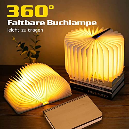 YHRY Wooden Book Light, Novelty Folding Book Lamp, 5 Colors LED Night Light, Portable USB Rechargeable Desk Light, Magnetic Design Creative Gift for Children, Parents, Friends (21 x 17 x 2.5cm)