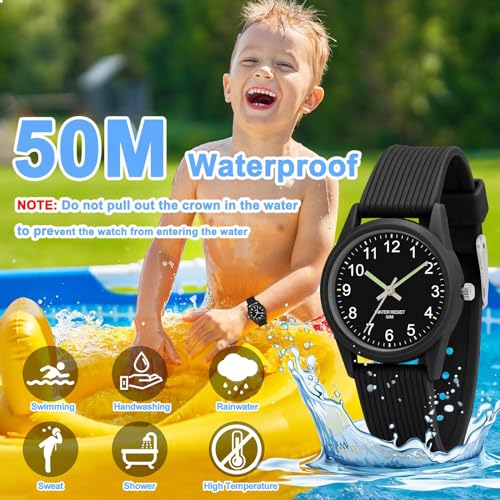 Azonee Analog Watches for Girls Boys - Learning Time 50M Waterproof Children Watch Easy to Read for Ages 3-10 - Great Birthday Gifts