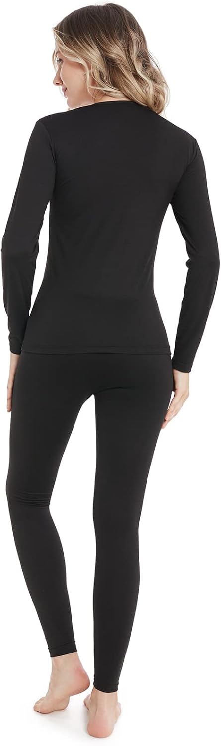 qingduomao Women's Thermal Underwear Set Ultra-Soft Top & Bottom Ski Base Layer Lightweight Long Johns