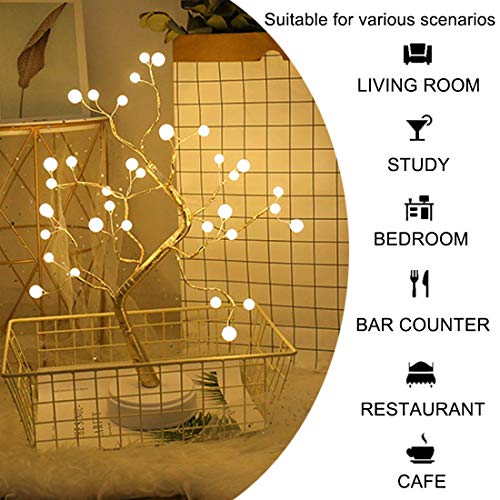 U-HOOME Tree Lights Night Light with Touch Button, 36 LED Pearl Beads Fairy Light Children's Room Décor Battery & USB Powered Tree Lamps Bedside & Table Lamps for Kids Room,Christmas