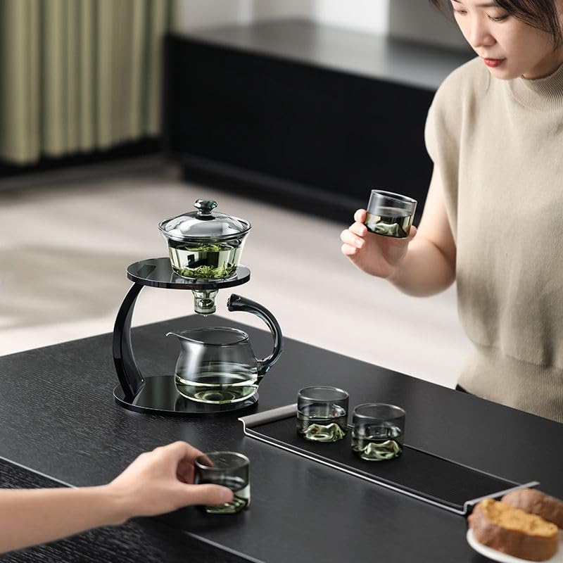 Borosilicate Glass Teapot Stovetop safe ï¼ŒLoose Leaf and Blooming Tea Maker, Christmas GiftGlass Tea Kettle with glass Handle, for Women and Adult (cixi black)