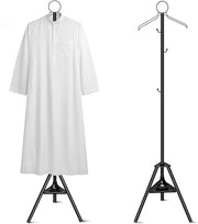 Clothes Incense Burner Stand, Tall Metal Coat Rack with Built-in Bakhoor Burner, Multifunction Hanging Rack with Hooks & Vent Holes for Thobe, Abaya, Coats and Hats(185cm Black)