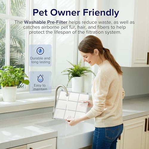 LEVOIT Smart HEPA Air Purifier Vital 100S, Washable Filter, Air Quality Sensor, Pet Mode, Quiet 23dB, Covers 52m�, Removes 99.97% Dust, Pollen, Pet Dander, Odours, Smoke for Home, Bedroom, Office