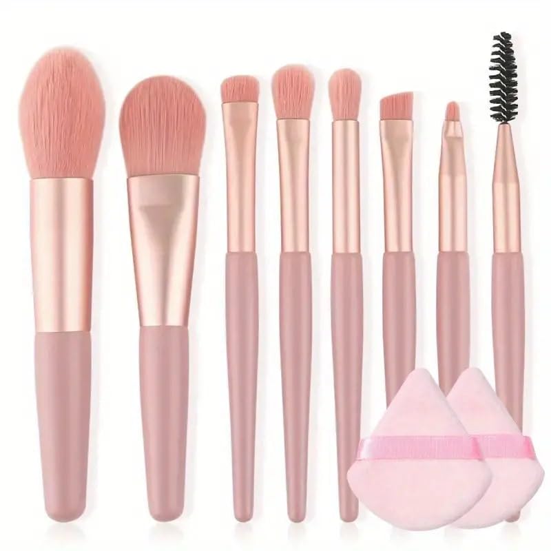 Glam Girl Face Eye Makeup Beauty Tool Kit, 8pcs/13pcs Professional Makeup Brushes 2pcs Powder Puff With Strap 1pcs Double Head Silicone Brush, Complete Function Makeup Beauty Accessories For Women