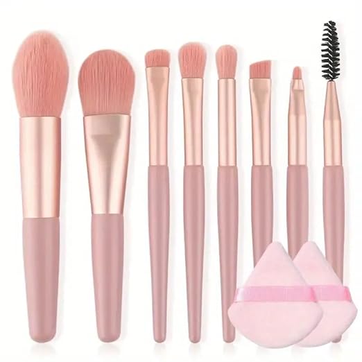 Glam Girl Face Eye Makeup Beauty Tool Kit, 8pcs/13pcs Professional Makeup Brushes 2pcs Powder Puff With Strap 1pcs Double Head Silicone Brush, Complete Function Makeup Beauty Accessories For Women