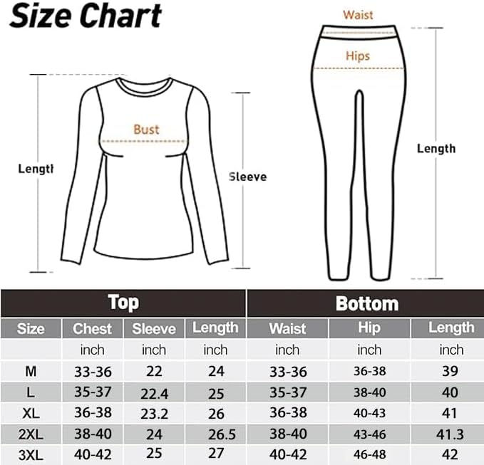 ALANX Thermal Underwear For Women,Thermal Long Johns Top & Bottom Set,Thermal Wear Clothes pants Thermal Base Layer Long Sleeve pajama,Skiing,Hiking,Outdoor Sports