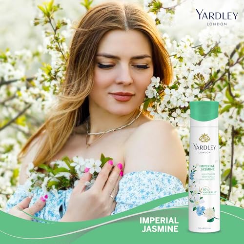 Yardley London Imperial Jasmine Body Spray For Women - 150ml Floral Scent With Jasmine & Orange Blossom Fragrance Energetic & Long Lasting Fragrance