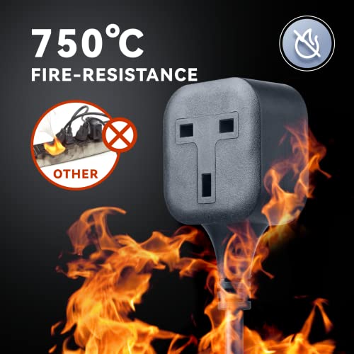 Baytion Extension Lead,1 Way Extension Cord 3M with UK 3 Pin Plug Power Strip,Tough and Fireproof Single Extension Socket for Home&Office(Black) (3M)
