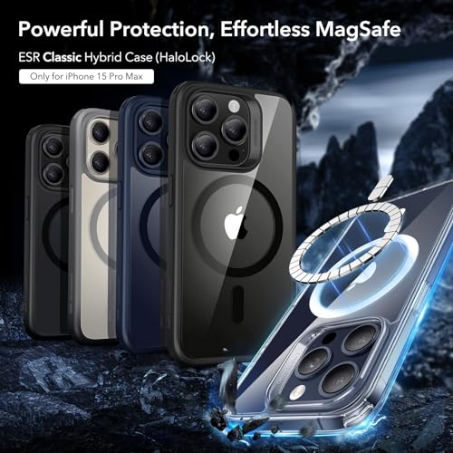ESR for iPhone 15 Pro Max Case, Compatible with MagSafe, Military-Grade Protection, Yellowing Resistant, Scratch-Resistant Back, Magnetic Phone Cover for iPhone 15 Pro Max, Classic Series, Clear