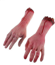 1 Pairs Fake Human Arm Hands Bloody Dead Body Parts Haunted House Halloween Decorations