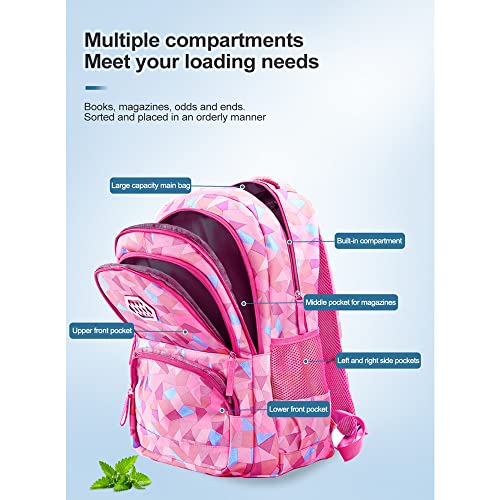 URbazaar Girls School Bag,Girl Geometric Printed Primary Junior High University School Bag Bookbag Backpack Sets