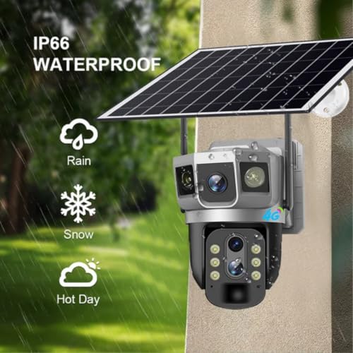 Solar-Powered Outdoor Security Camera, 4MP Dual Lens, 10X Optical Zoom, 4G Wireless, PTZ with Auto Human Tracking