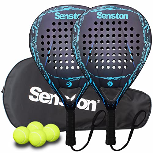 Senston Paddle Tennis Racquets Carbon-Fiber Surface with EVA Memory Flex-Foam Core -Paddle/Beach Tennis Racket with Carry Bag and Balls for Pop Tennis Beach Tennis