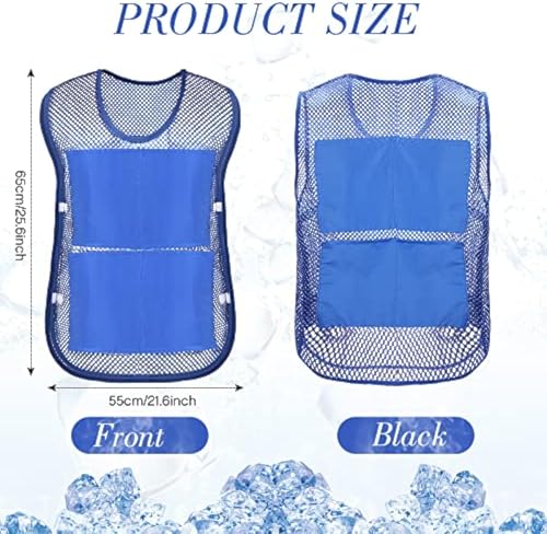 NALACAL 2Pcs Ice Vest, Cooling Vest with 16Pcs Ice Packs, Safety Vest, Summer Cooling Vest, Cool Jacket with Pockets for Outdoor Working in the Heat, Fishing, Running, Cycling, Gardening, Sports, Blue