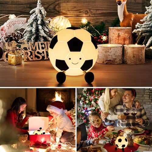 YISUN Soccer Night Light for Boys Light Up Football Lamp Dimmable Rechargeable Silicone Night Light Home Decor Birthday Christmas Gifts for Kids