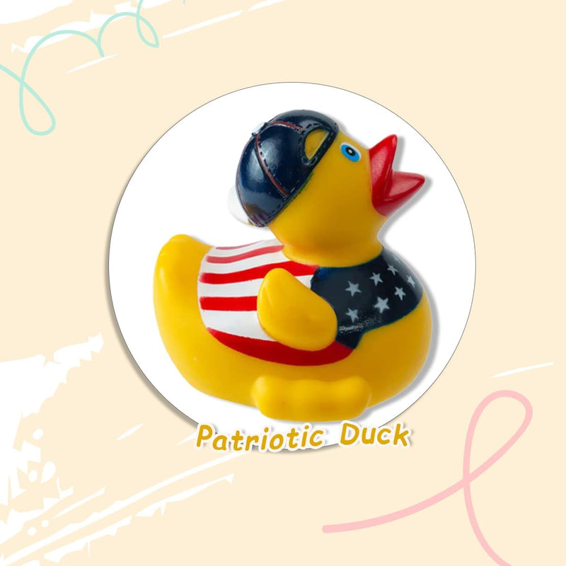 Nuwani 3.3 Inch Patriotic Rubber Ducks for Jeeps That Float Upright, No Hole, American Flag Bath Rubber Duck Toys for Adults and Kids, and Baby Shower Bath Toy
