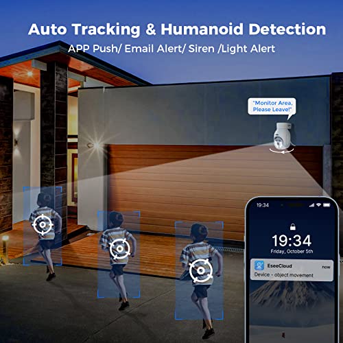 Hiseeu 5MP Wireless PTZ Security Camera System, Indoor Outdoor IP66 Waterproof WiFi Camera, 4K 10CH NVR, 2-Way Audio, Motion Detection Alarm, 24/7 Surveillance, 1TB Hard Drive (Plug-in Power Supply)