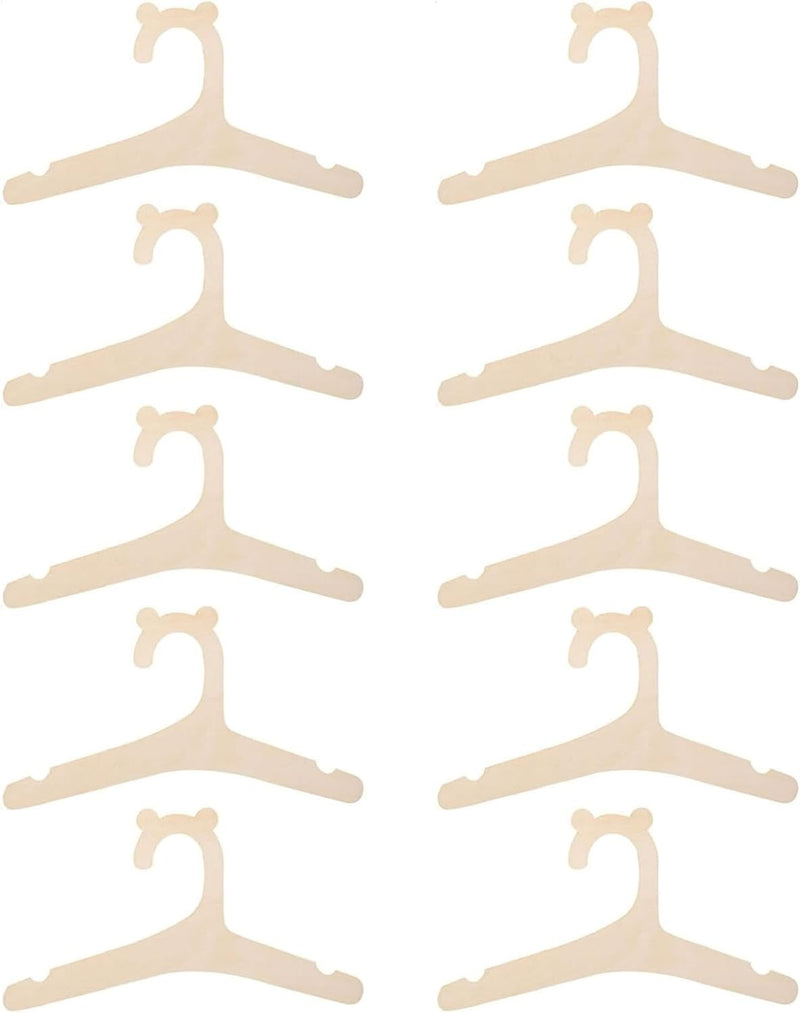 Wooden Kids Hangers, 23 cm, Bear Design, Set of 10, Baby Nursery Closet Hangers