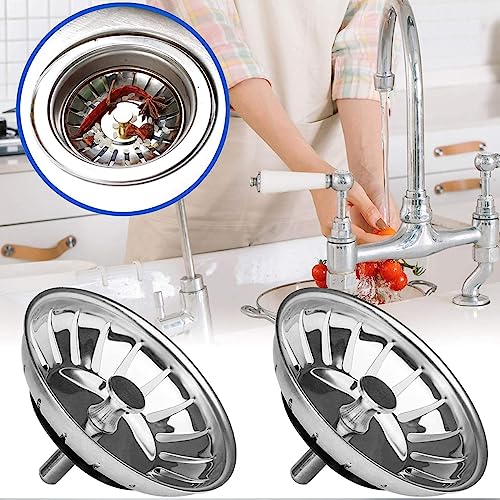 ECVV® 2PCS Sink Strainer Stopper for Kitchen, Universal Silicone Sink Drain Strainer, Food Catcher Strainer Plug for Sink Drain Silver