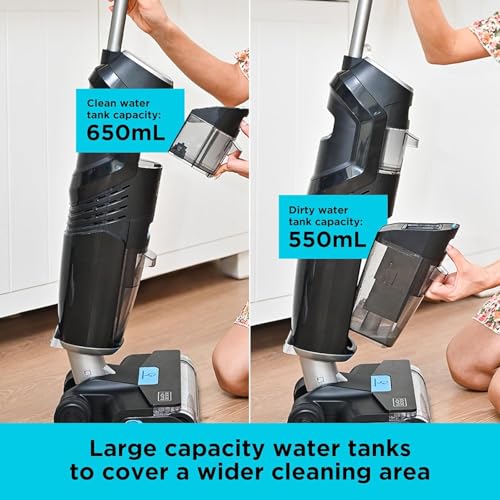 BLACK+DECKER Cordless Wet Dry Vacuum Cleaner and Mop, Vacuum Wash Duo, Self-Cleaning, Edge Cleaning Design, Digital Display, Compact and Space-Saving, Blue - VW252BR-B5