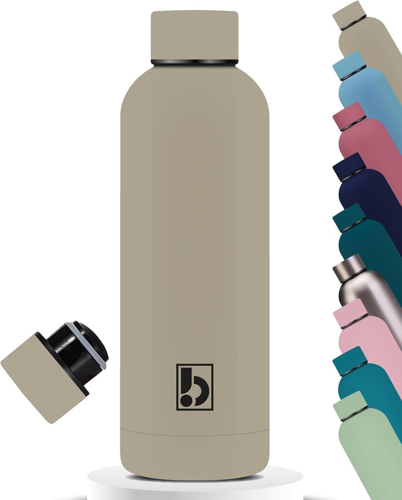 Water Bottle Stainless Steel, Drinking Thermos Double Wall Insulated Water Bottles for Hot and Cold Water Kids School Hydro Flask Water Bottle for Gym Office Water Bottle (TEA PINK 750ML) - BEIGE 750ML