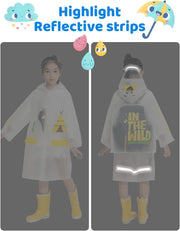 Kids Rain Poncho, Children's raincoats, Kids Raincoat Girls Boys Reusable Rain Poncho Jacket, Waterproof Jacket with Hood Toddler Rainwear Rain Coat (Bear M)