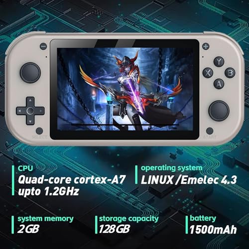 SJWOW M17 Retro Handheld Game Console with 20000+ Games, 4.3-inch IPS Screen Video Games Consoles, Open Source Linux System Retro Gaming Console, Portable Game Console - 128G
