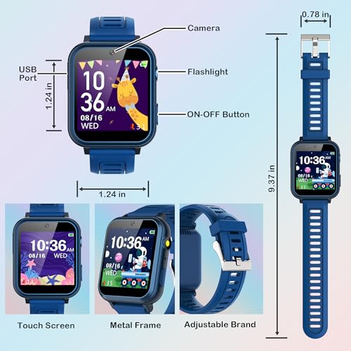 AIWIEP Kids Smart Watch for Boys Girls,Child Smartwatches with 16 Games Music Player Camera Alarm Clock Calculator 12/24 hr Touch Screen for Kids Age 4-12 Birthday Educational Learning Toys