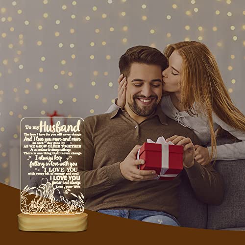 Sulfar to My Husband Gifts from Wife,3D Illusion Lamp I Love You Night Light for Men Him Valentines Birthday Anniversay Romantic Ideal Gift