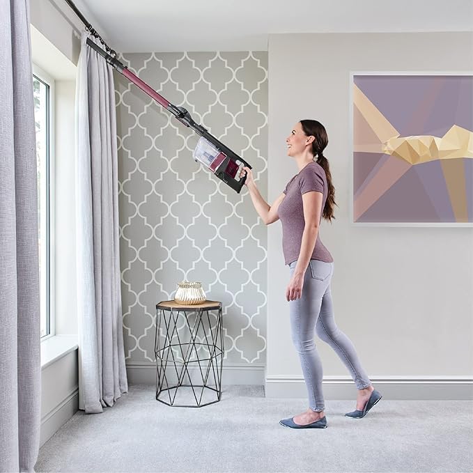 Shark Cordless Stick Vacuum Cleaner with Anti Hair Wrap, 40 Minute Run time, Flexible DuoClean Vacuum Cleaner with LED Lights, Dusting Brush, Crevice & Upholstery Tools, Burgundy Red, IZ201ME