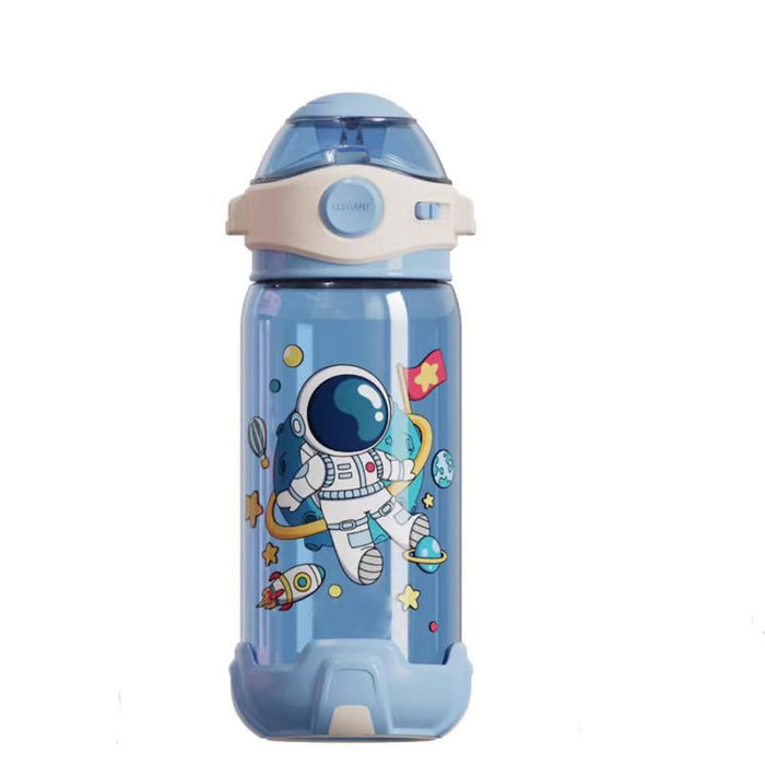 Kids Water Bottle 550ml / 18oz ? Fun Cup Design with Wheels & Strap ? Portable, Spill-Proof Bottle with Straw for Boys & Girls ? Great for School, Camping & Travel