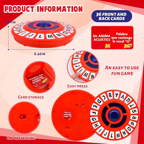 KALEDE® Word Game, Word Games, Quick Thinking Letter Pressing Game Fast-Paced Family Board Game Fun Word Puzzle and Learning Game for Adults Children and Families (Red)
