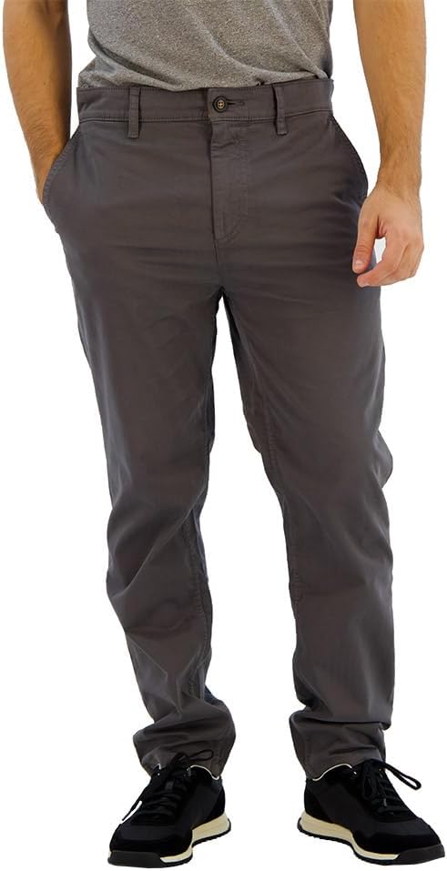 Men's Tapered Fit Chino Made of Elastic Cotton Satin - Grey