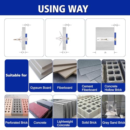 50 Pcs Drywall Anchor kit, Plasterboard Hollow Wall Anchors Expansion Plugs and Stainless Steel Metal Screws,Expansion Tube Pipe for Drywall Curtain Gypsum Board Wall Installation Fastener Hardware