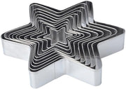 Christmas Cookie Tree Cutter Kit 10 Pieces,Stainless Steel Six-pointed Star Biscuit Molds Fondant Cake Cookie Cutter Set Pastry Mold for Star Linzer and 3D Christmas Tree Cookies (silver) - silver