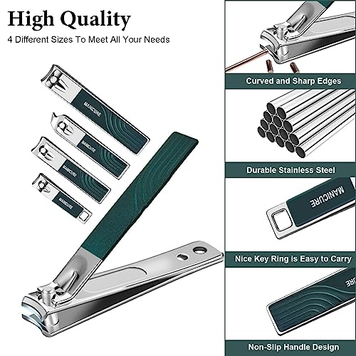 NALACAL Manicure Set Nail Clippers Kit 22 Pcs Professional Pedicure Set Sharp and Durable Stainless Steel Nail Care Tools for Men Women with Luxurious Travel Case (Dark Green)