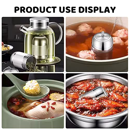 KLOP256 Tea Strainer, Reusable Stainless Steel Tea Infuser, Herbal Teapot with Lid Chain Hook, Mesh Tea Filter for Loose Leaves, Herbal Tea, Cups, Teapots, Spices (Size: 5 x 8.5 cm)