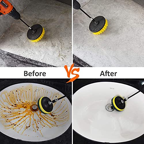 Kidun Drill brush 7Pack Bathroom Surfaces Tub, Shower, Tile Grout All Purpose Power Scrubber Grill Brush Cleaning Kit Wire Brush Grill Cleaner BBQ Brush