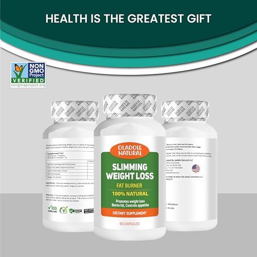 Oladole Natural Slimming Weight Loss Diet Pills, Non-Prescription Weight Management Aid, Powerful Fat Burning and Appetite Suppression - Excellent for Keto Diet 60 Capsules