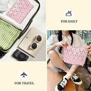 STARDW Flower Cosmetic Bags Makeup Bags for Women and Girls,Travel Makeup Bag Large Capacity Canvas Makeup Bag,Makeup Organizer Bag Zipper Pouch, Embossed pink, Large Capacity Aesthetic Makeup Bags
