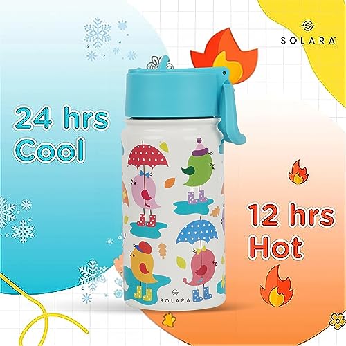 SOLARA Water Bottle for Kids 450ml, Kids Water Bottle, Sipper Bottle for Kids, Thermosteel Kids Bottle, Stainless Steel Water Bottle for Kids, Straw Bottle for Kids, Fruit