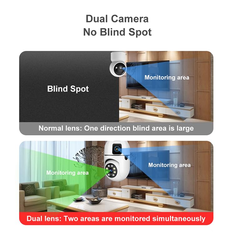Dual WIFI Light Bulb Security Camera - 360° WiFi CCTV Camera for Home - 1440P HD Night Vision, Motion Detection-Two-Way Audio, Auto-Tracking - Light Socket Security Camera - Easy Setup & Remote View