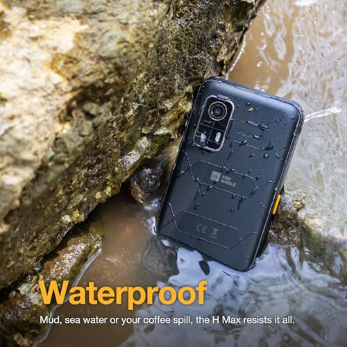 AGM H MAX Rugged Smartphone Unlocked, 4G Outdoor Phone with 10000mAh Battery, Android 14, 4GB+128GB, 6.56” HD+ Display, IP68/IP69K, Face ID, Dual SIM, NFC (AE version)