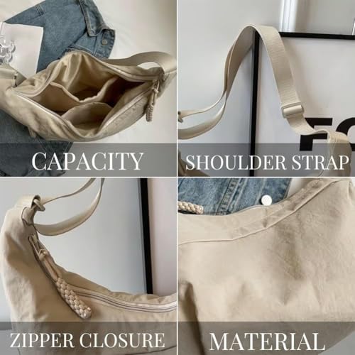 Women's Fashion Plain Color Nylon Crossbody Bag, Limorence Crossbody Bag, Fashion Plain Color Nylon Crossbody Bag, Nylon Crossbody Hobo Bag, Nylon Crossbody Bags for Women