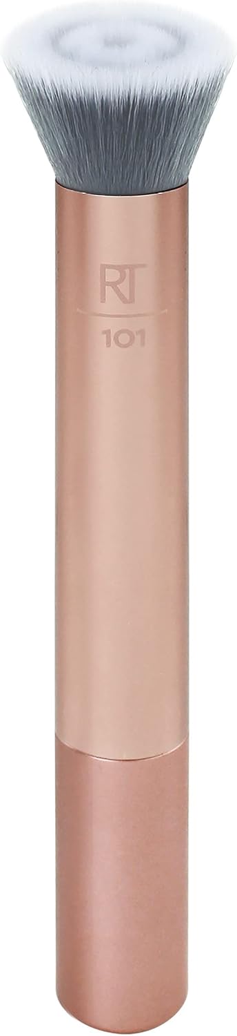 REAL TECHNIQUES Seamless Complexion Makeup Brush, Four Foundation, Primer, And Moisturizer, Makeup & Skincare Face Brush, Streakfree And Natural Finish, Orange, 1 Count