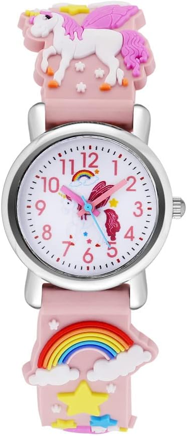Kids Watches Girl Watches Ages 3-12 Sports Waterproof 3D Cute Cartoon Digital 7 Color Lights Wrist Watch for Kids