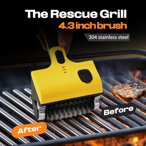 PURAMI Electric Rechargeable Steam Cleaning Grill Brush and Motorized Scraper for Barbecue Outdoor or Indoor Grill, Lithum Power Cordless Heavy duty Giddy up Steam Grill Cleaner, BBQ Grilling Gifts
