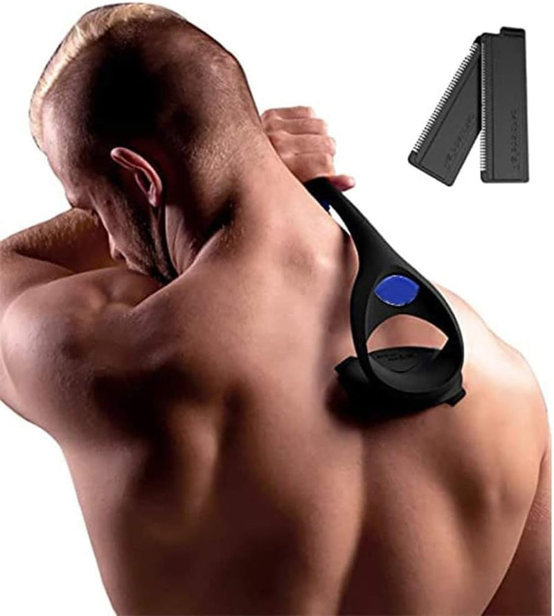 Aputue Back Shaver for Men, Manual Back Hair Shaver for Men, Ergonomic Handle, Shave Wet Or Dry (Extra Blades Included), Flexible Head for Safe Shaving, Shave Wet or Dry Body Groomer Trimmer