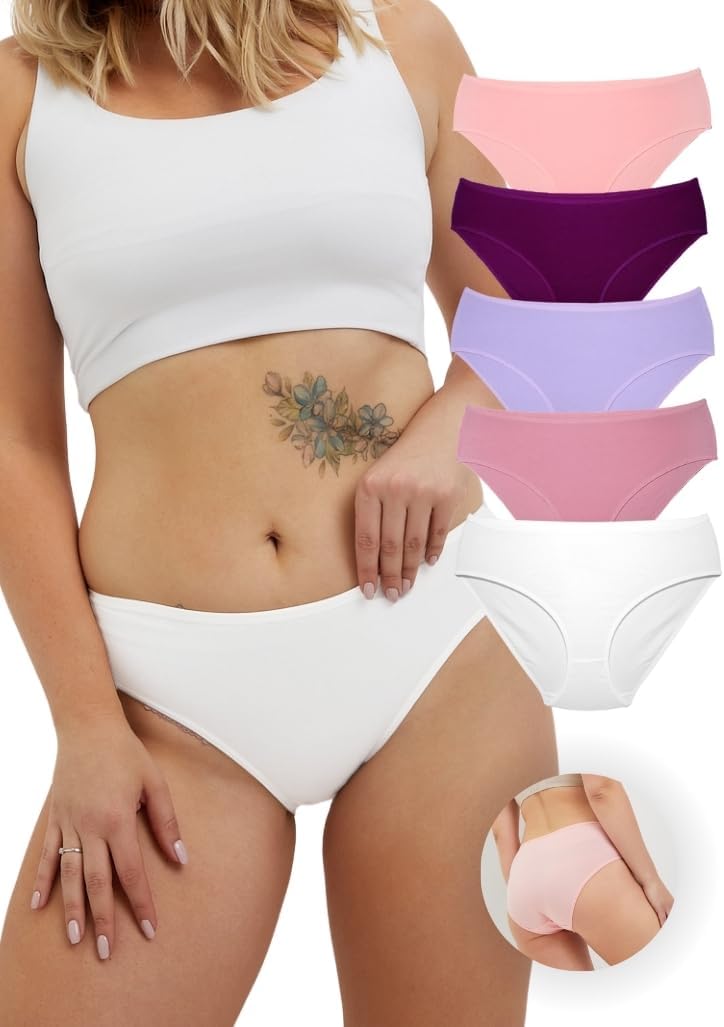 ALYA UNDERWEAR Premium Underwear for Women, Mid Rise Women’s Knickers, Breathable Organic Cotton Panties for Women, Comfortable Ladies Knickers